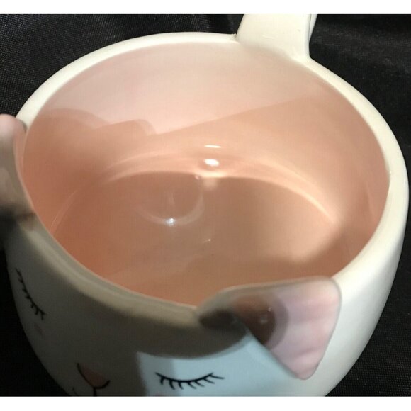 Ceramic Kitten Cat Mug Handle Legs Footed Adorable Arlington Designs White Pink - Picture 5 of 6
